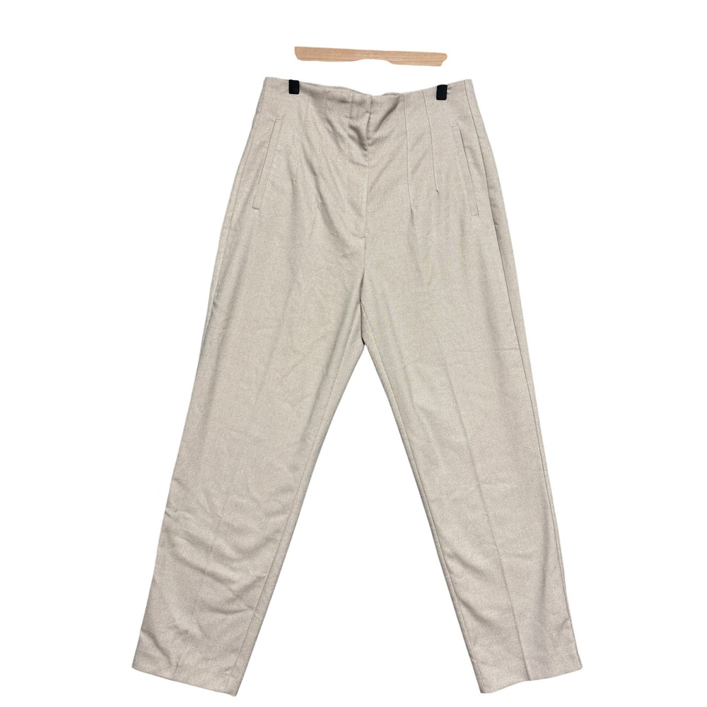 Zara Tapered Trousers Womens L Beige High Rise Quiet Luxury Old money Minimalist